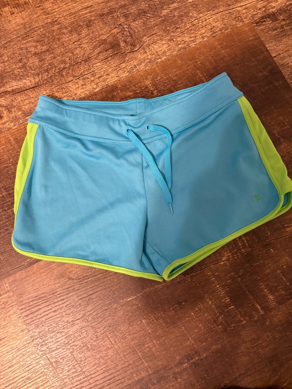 Danskin Now Aqua Athletic Shorts with Lime Trim